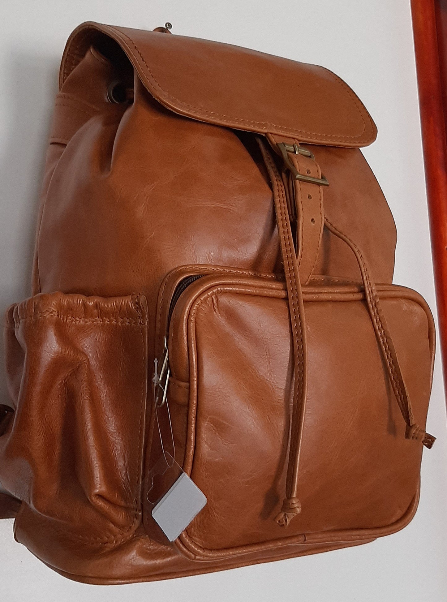 Backpacks with flap XL in light tan colour- cape Masai leather 