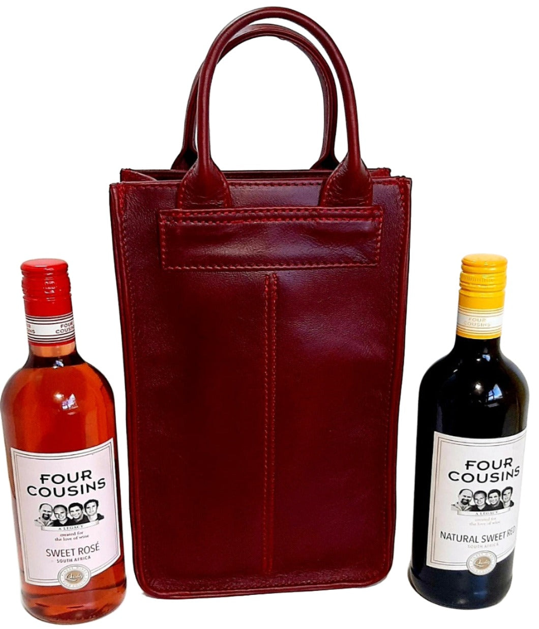 Cape wine bags by Cape Masai Leather cherry red