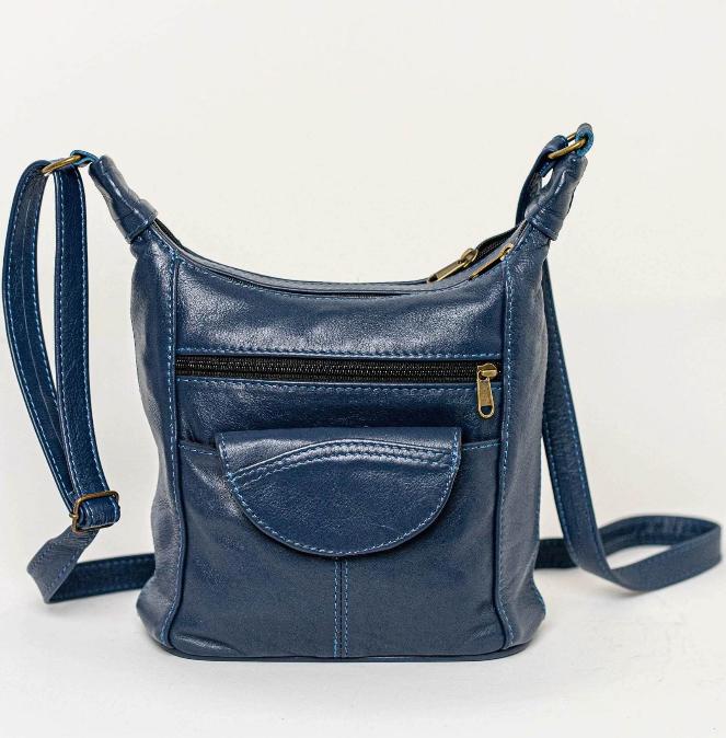 SH medium leather bags in navy blue colour from Cape Masai Leather