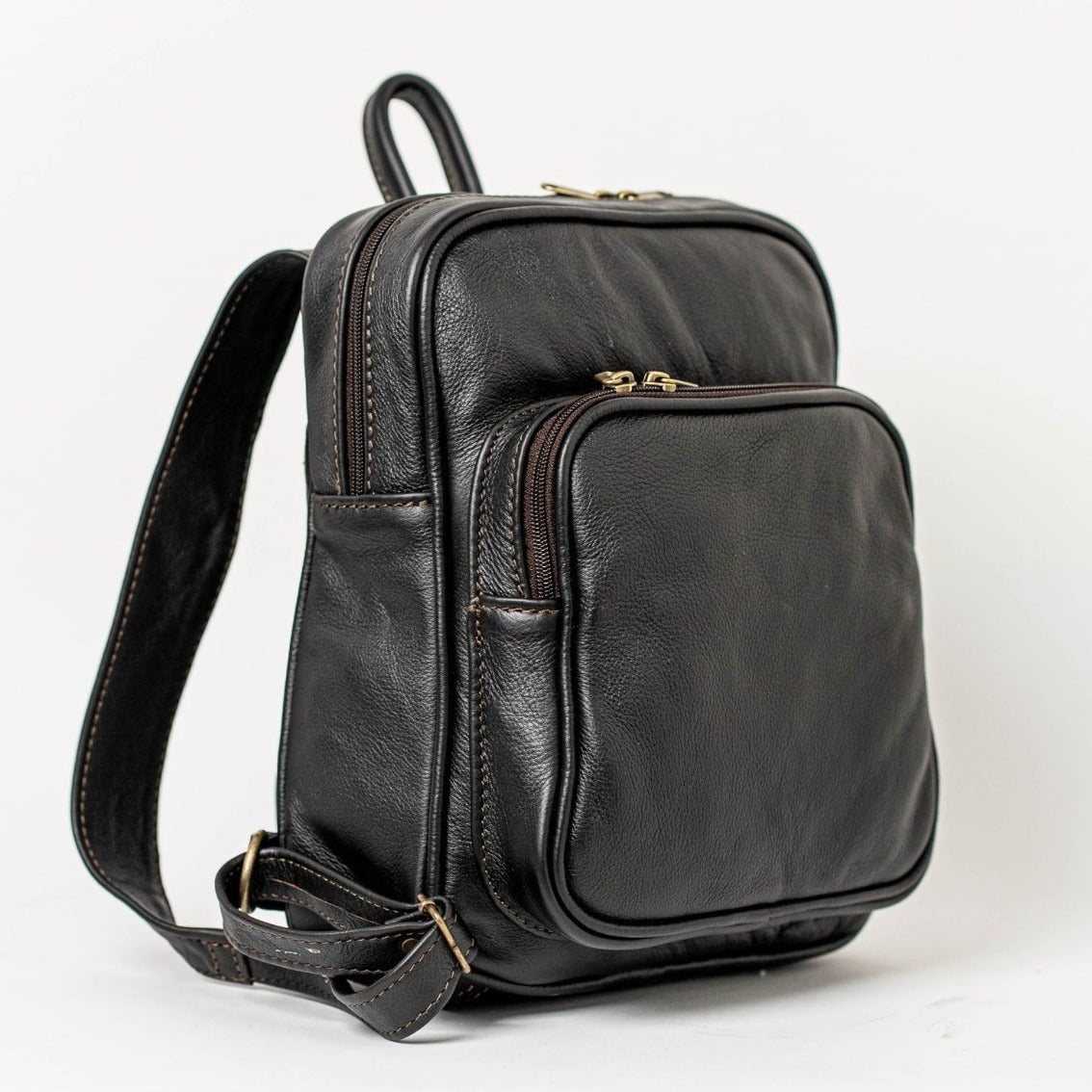 Everyday leather Backpacks in dark brown colour from cape Masai leather 