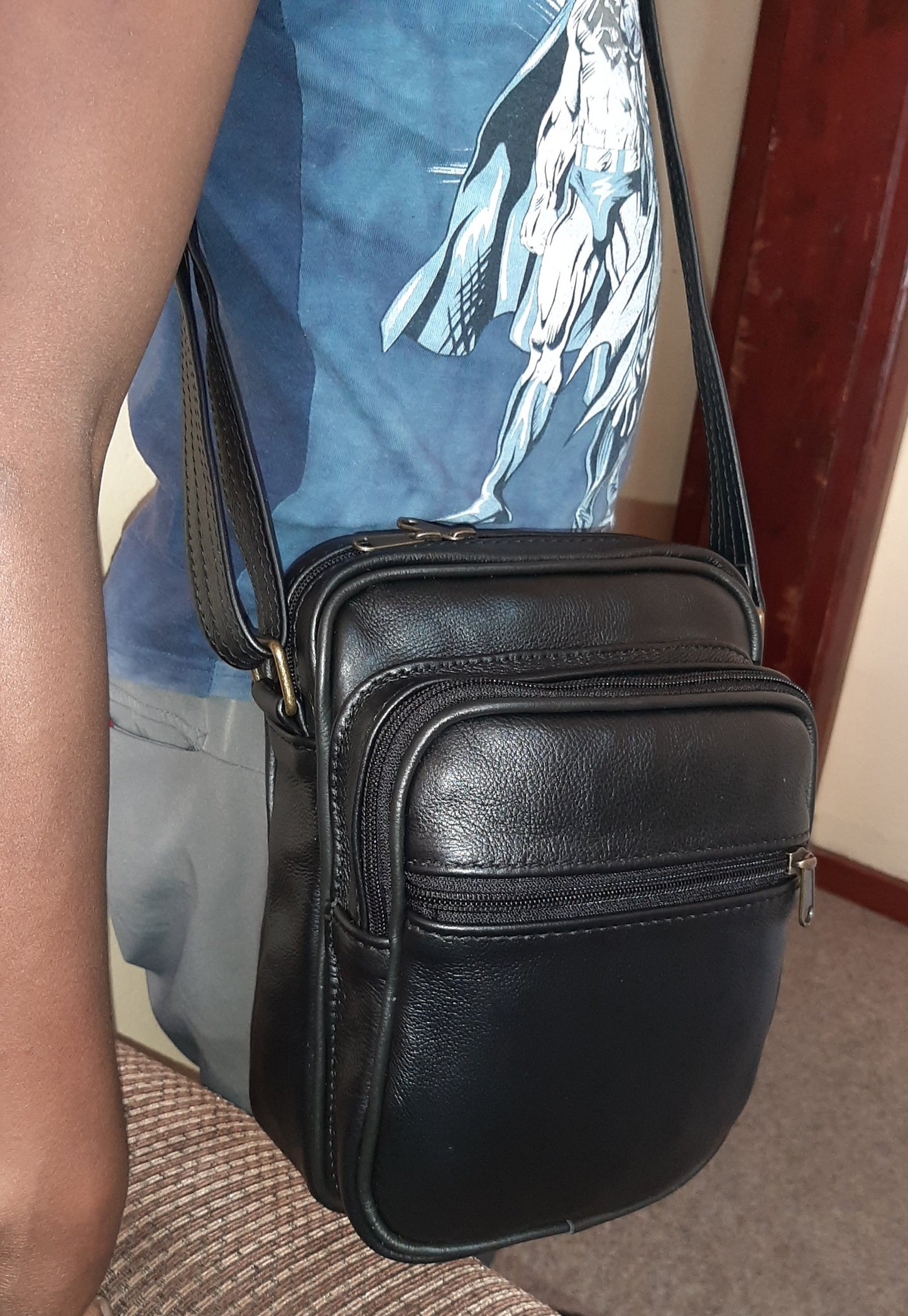 Fanny Pack leather bags small sling in black