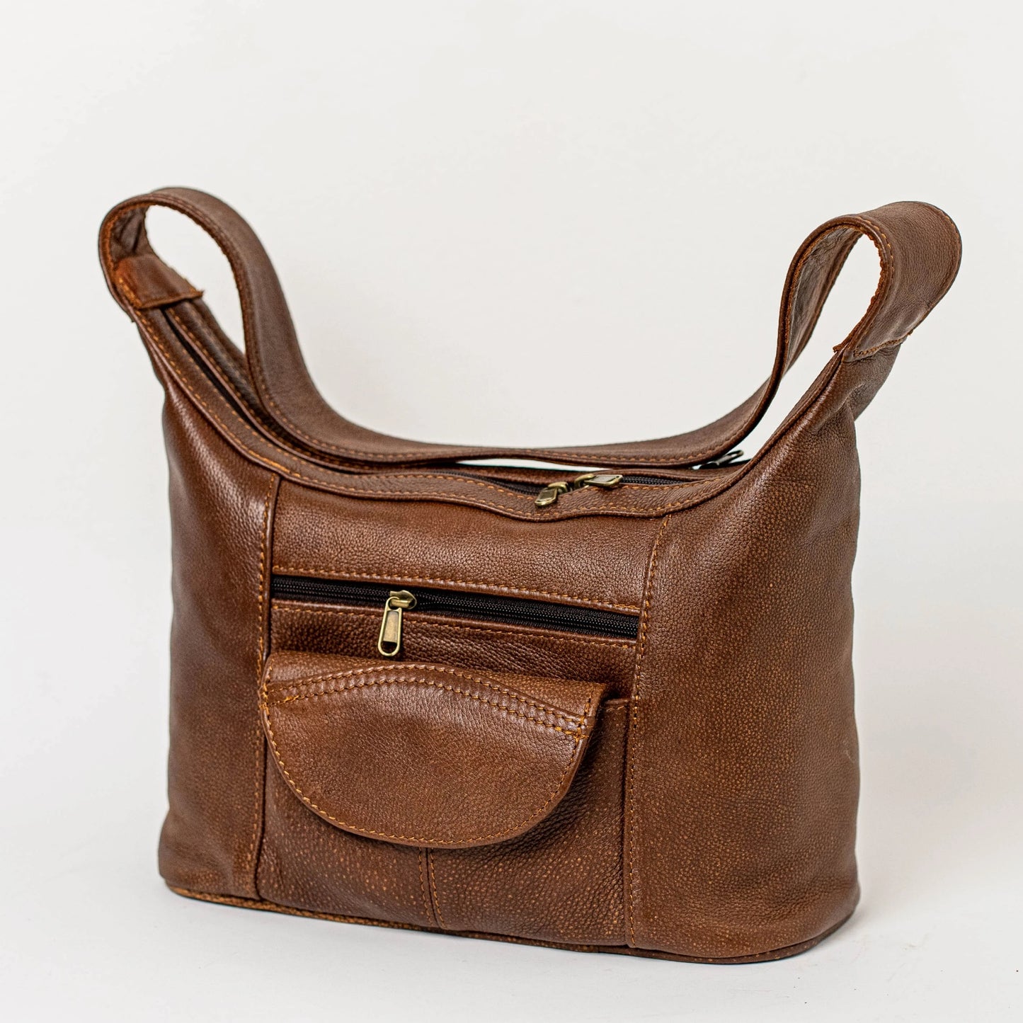 Gb7 leather bags with flap in bitter brown made by cape Masai Leather