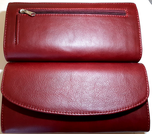 Genuine leather hand made ladies wallets/purse in cherry red / dark red colour. 