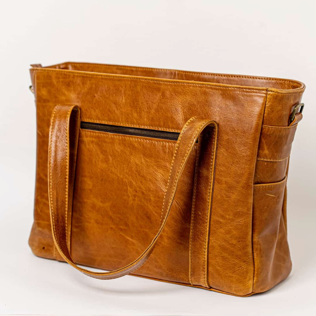 Ladies Laptop bags in light tan colour made in  Cape Town  by Cape Masai leather 