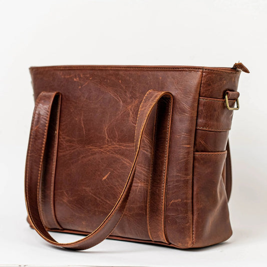 Ladies Laptop bags in Diesel Pitstop cigar colour made in Cape Town by Cape Masai leather