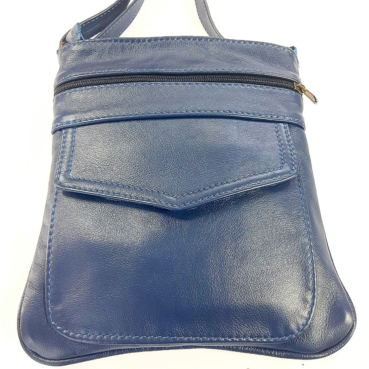 Leony Sling leather Bag in navy blue colour