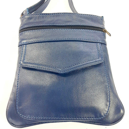 Leony Sling leather Bag in navy blue colour