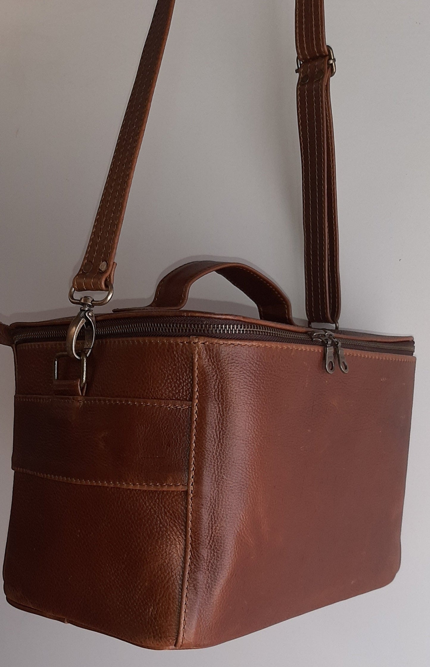 A beautiful hanging vanity bag at cape Masai leather 