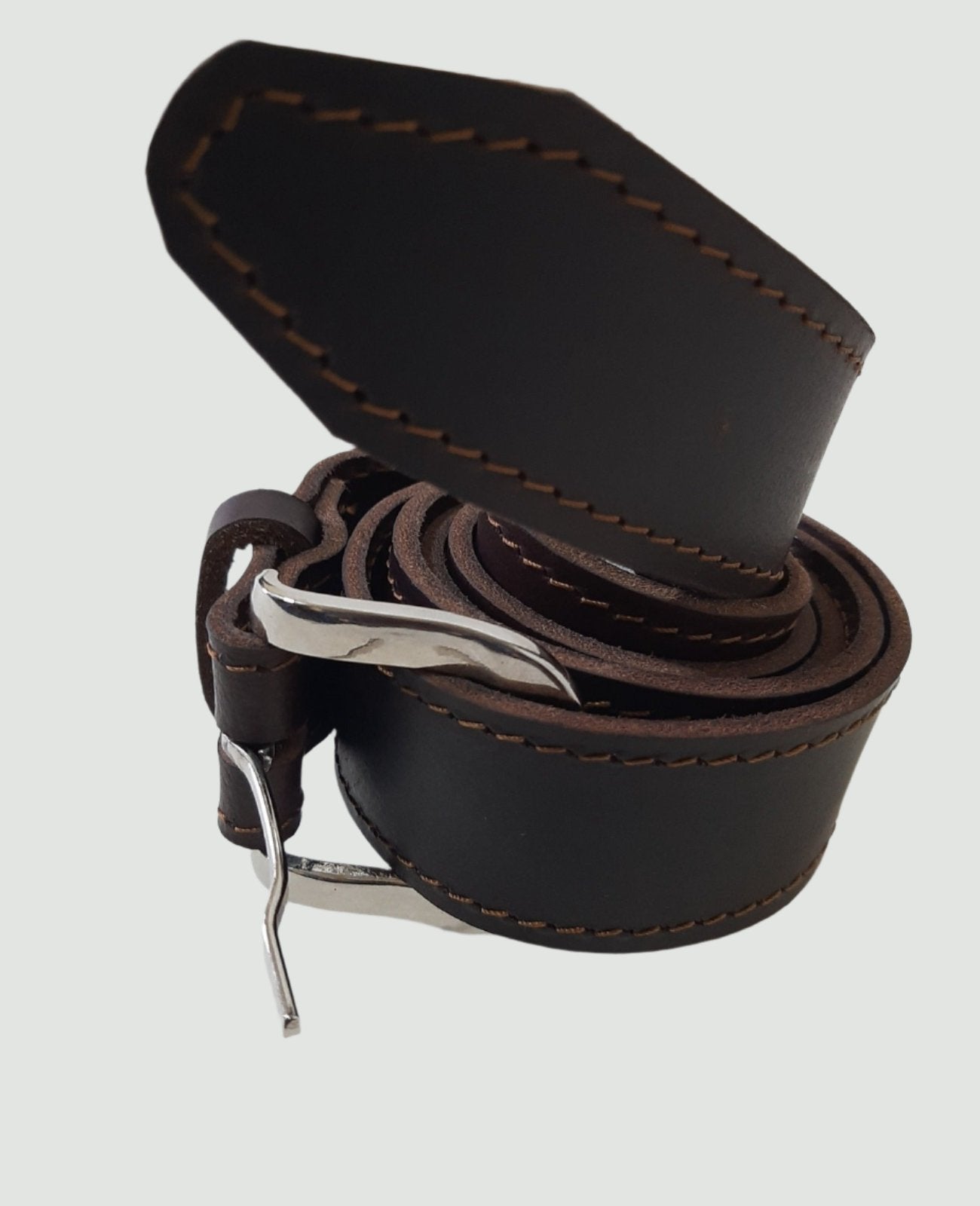 A dark brown Jean's genuine leather belts from cape Masai Leather