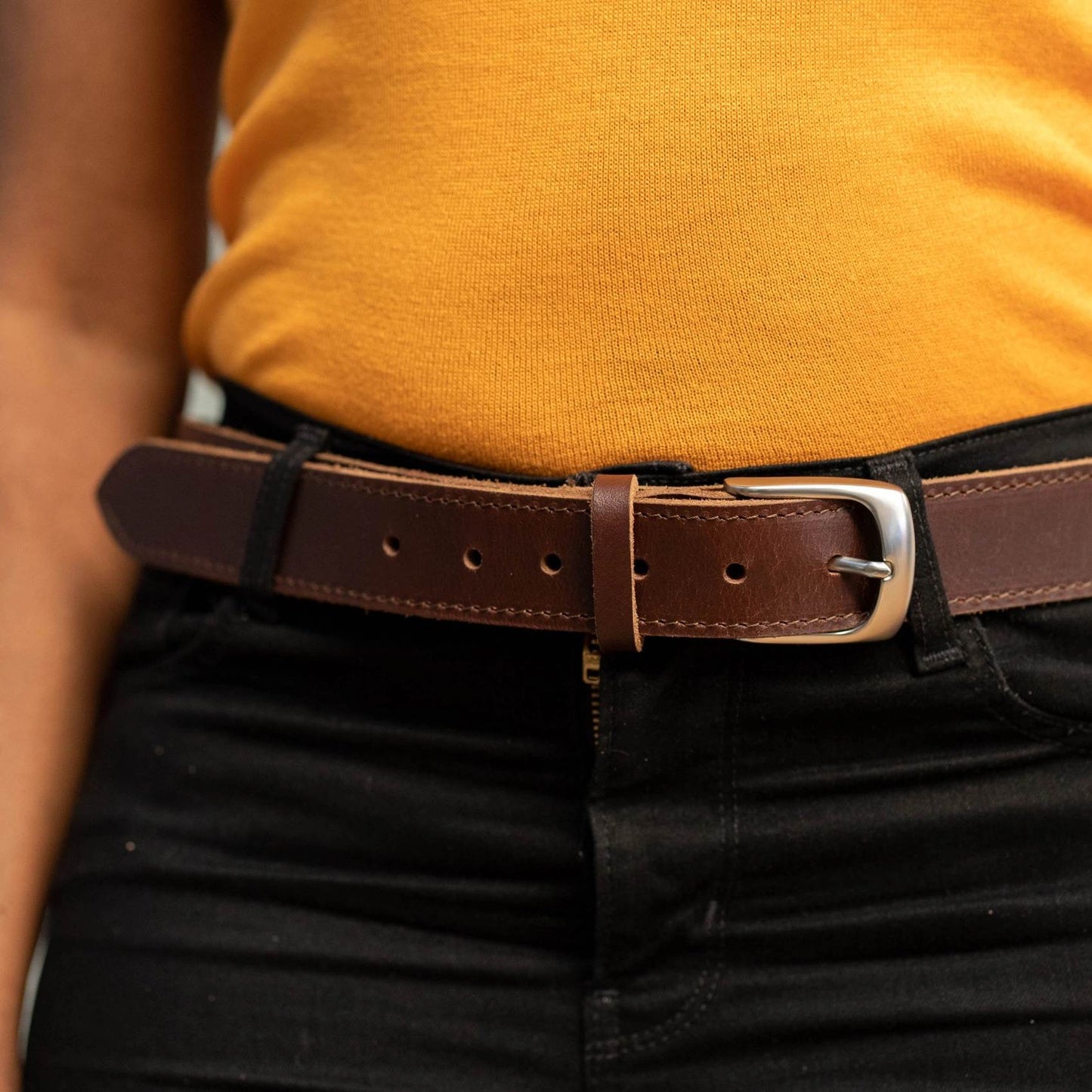 Cape Masai leather office wear belt tan