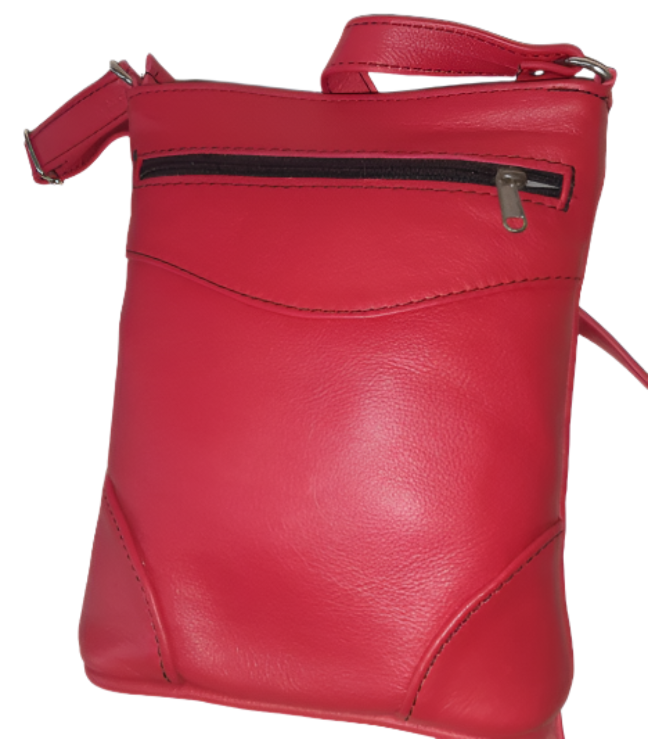 Sling leather bags big Cherry red