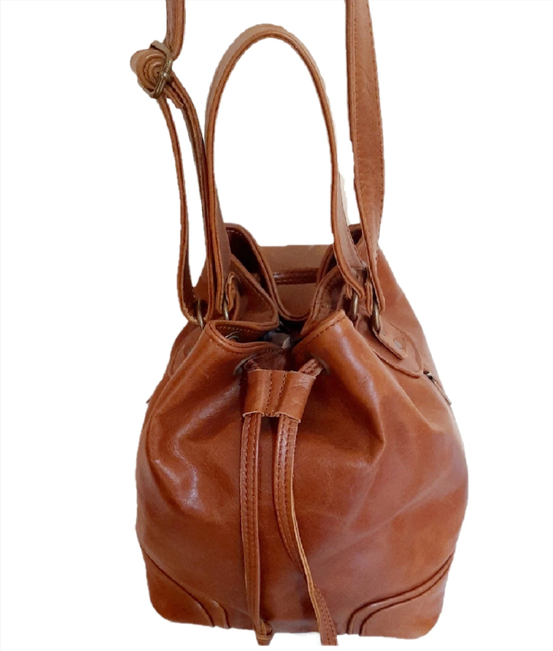 Real leather bucket bag discount
