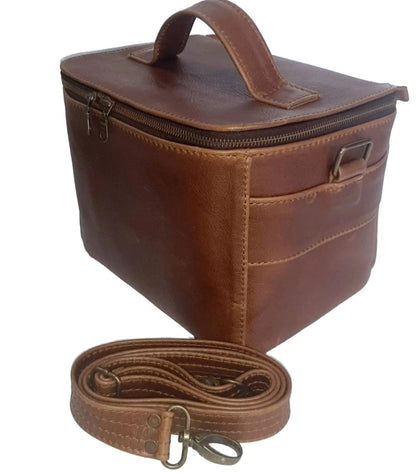 Vanity bag  small with shoulder strap in pecan tan 